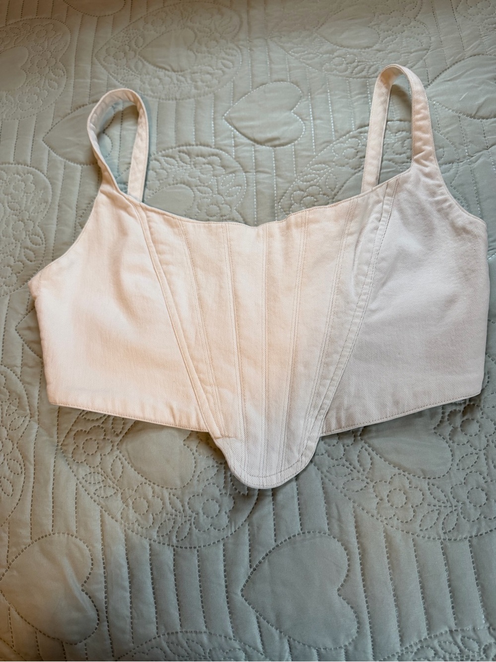 Zara Cream Sculpted Corset Crop Top